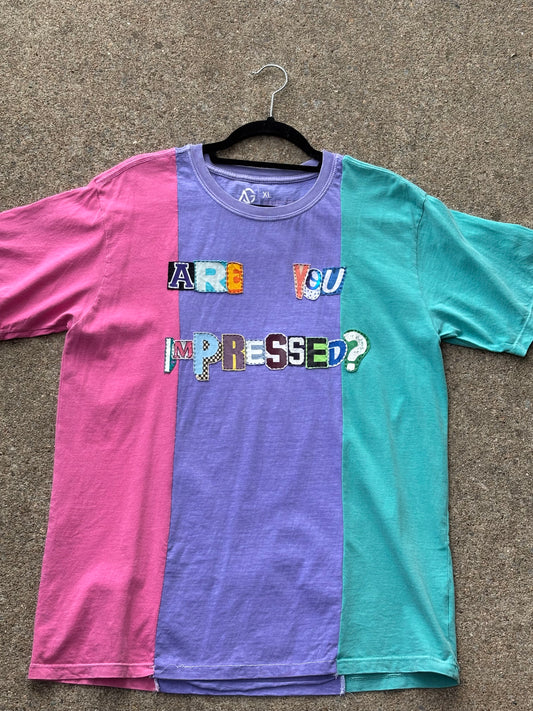 Are You Impressed? Tee - Colorblocked Pink/Purple/Teal (L)