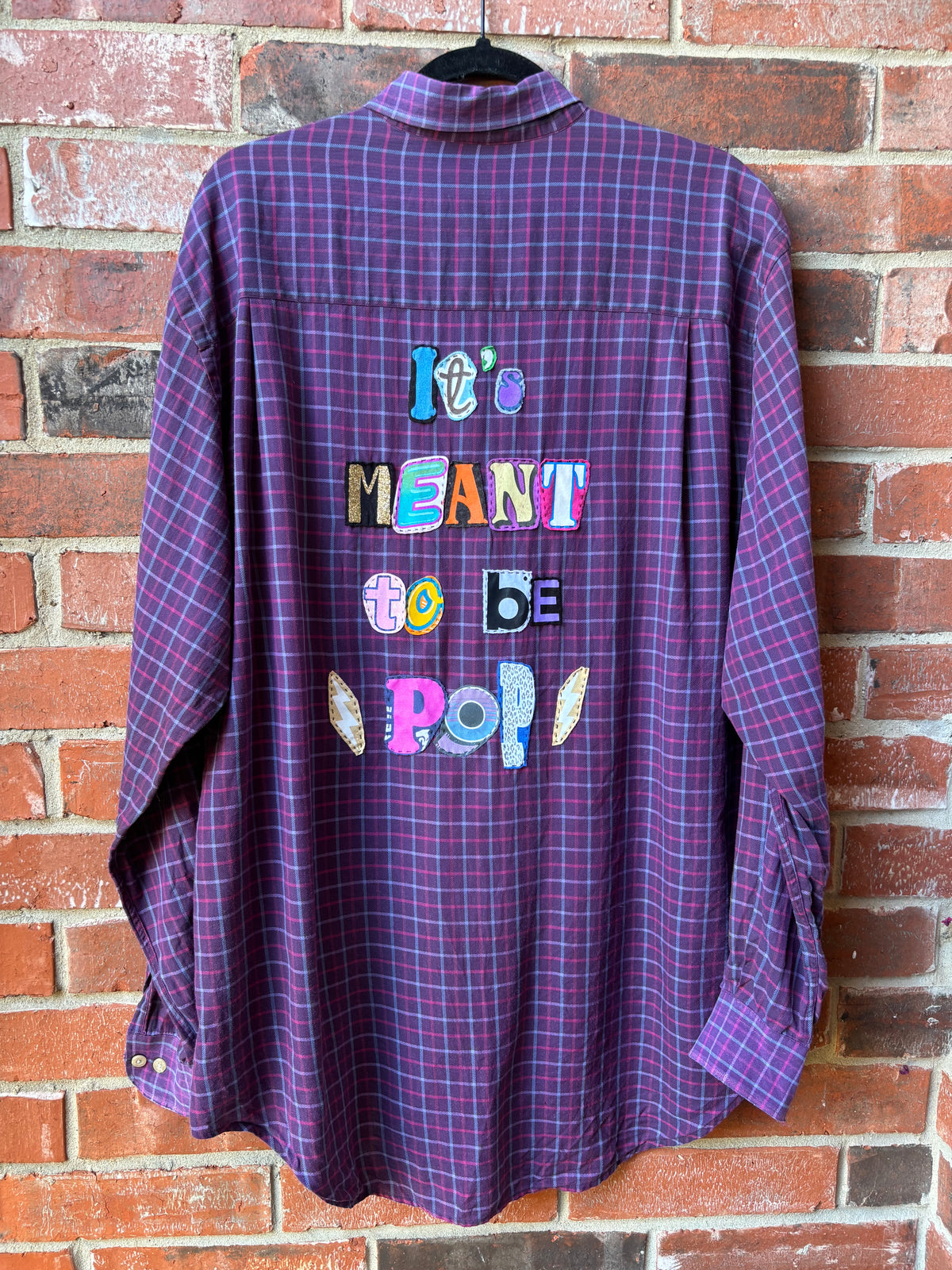POP Button Down - (Purple/Blue/Pink L)