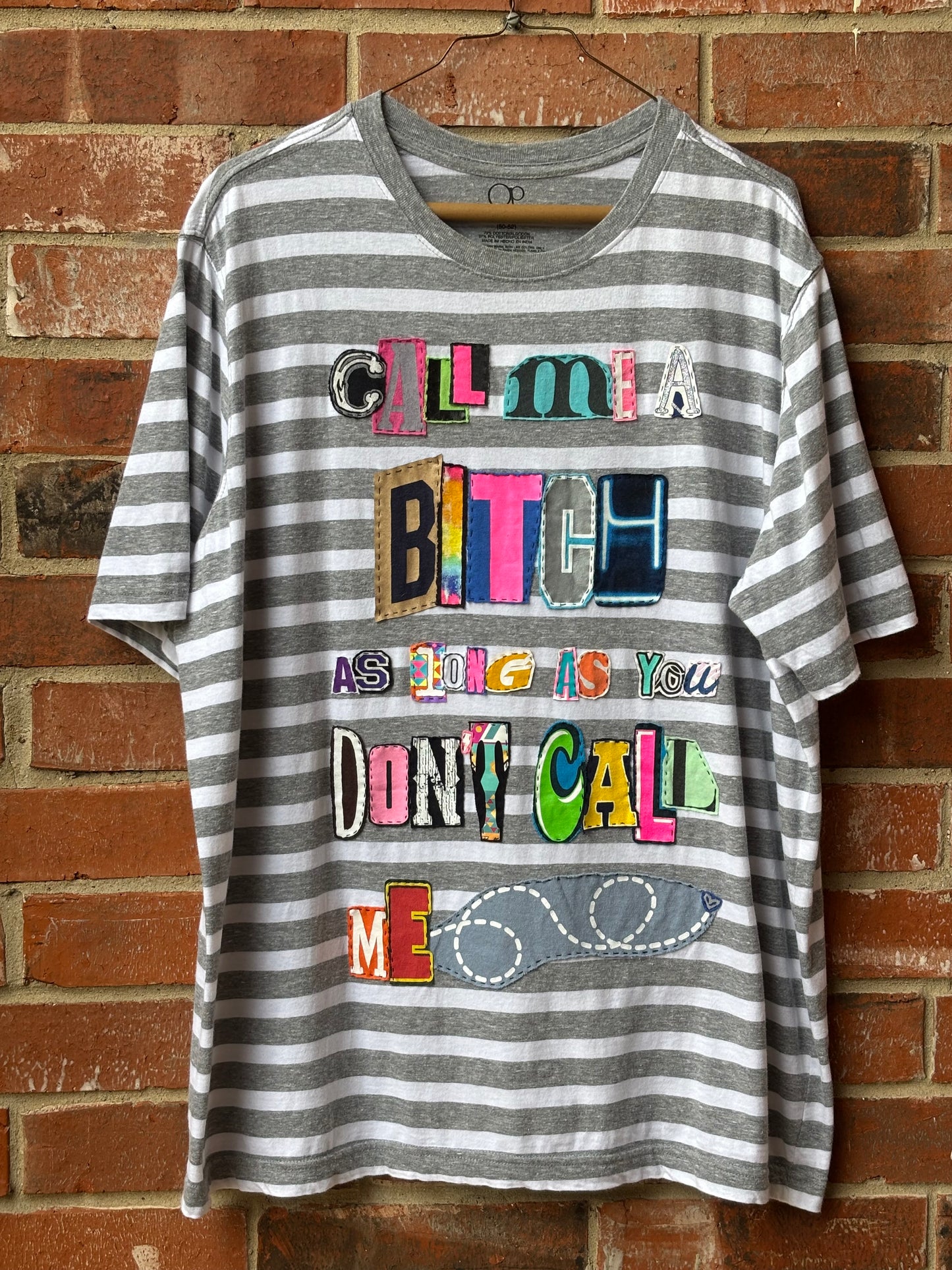 Don't Call Me Tee - (Grey/White Striped 2XL)