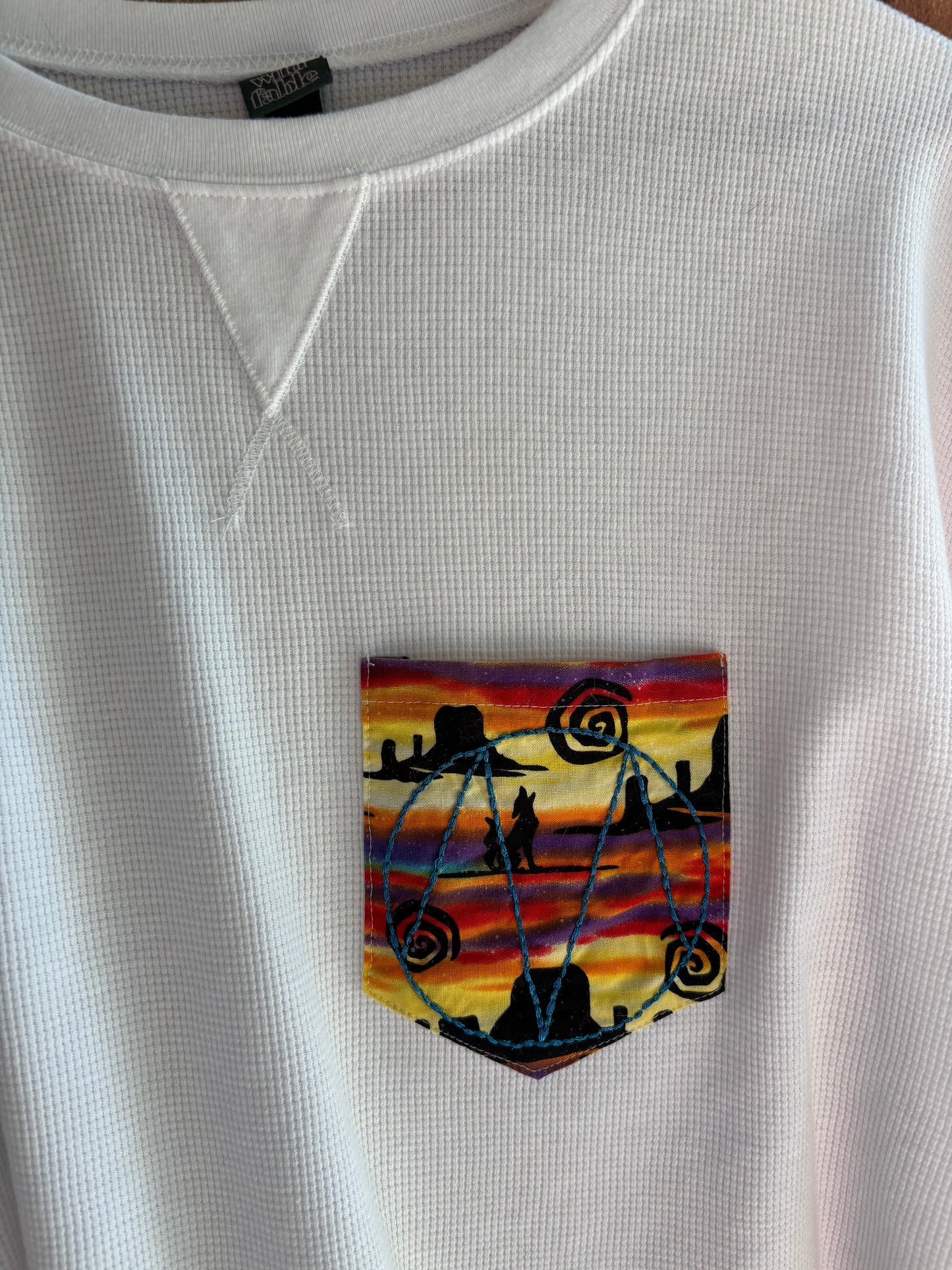 M Embroidered Pocket Longsleeve Tee - (White M)