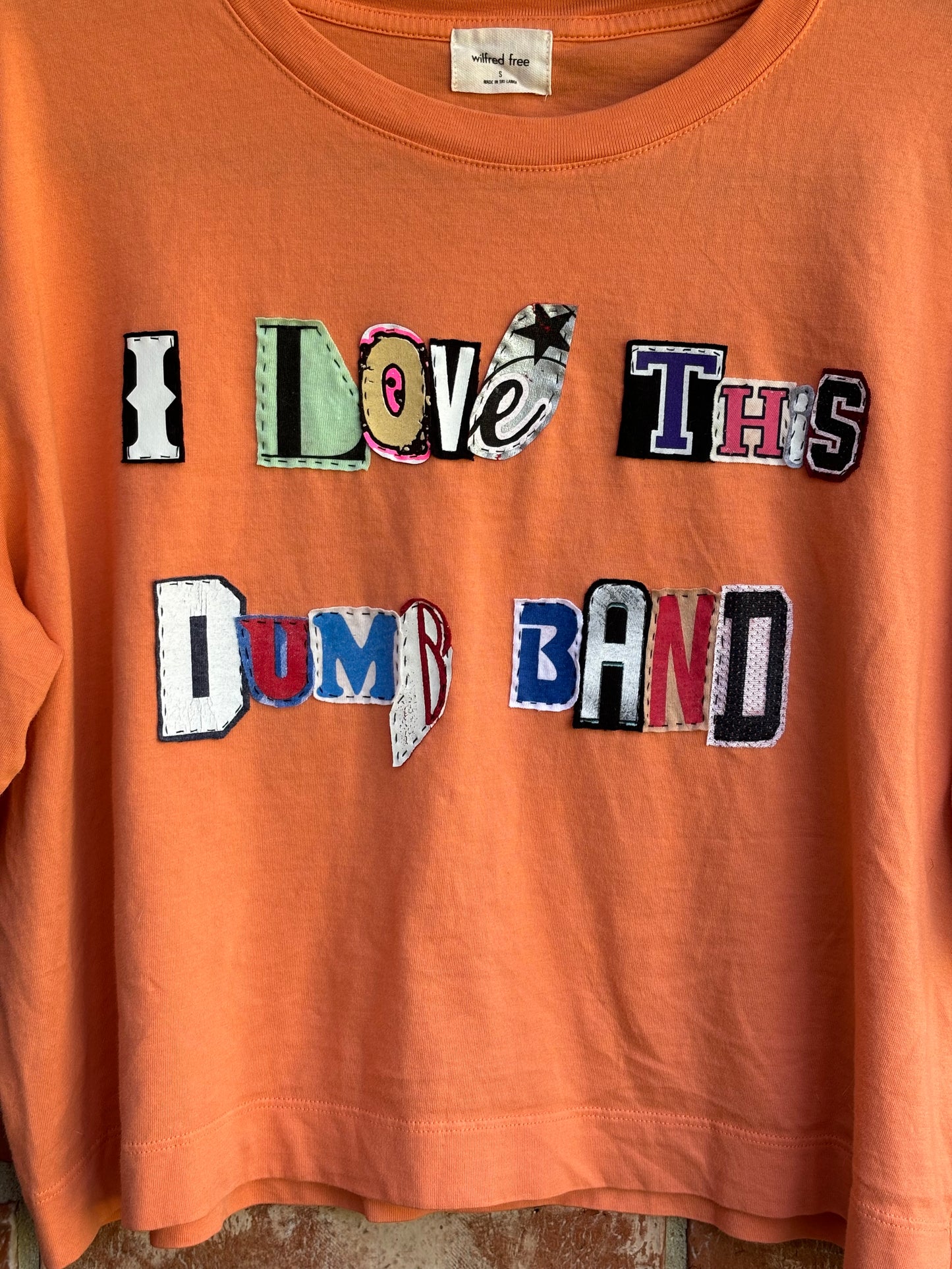 I Love This Dumb Band Cropped Tee - Orange (S)