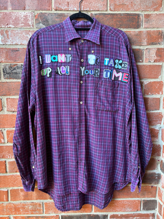POP Button Down - (Purple/Blue/Pink L)