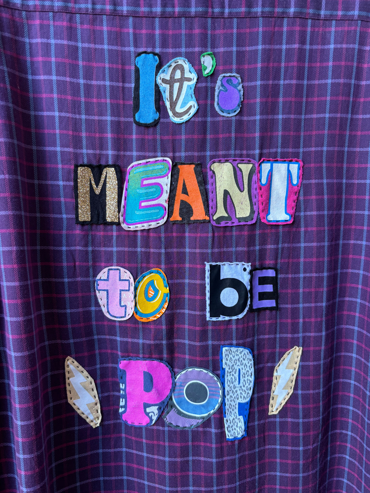 POP Button Down - (Purple/Blue/Pink L)