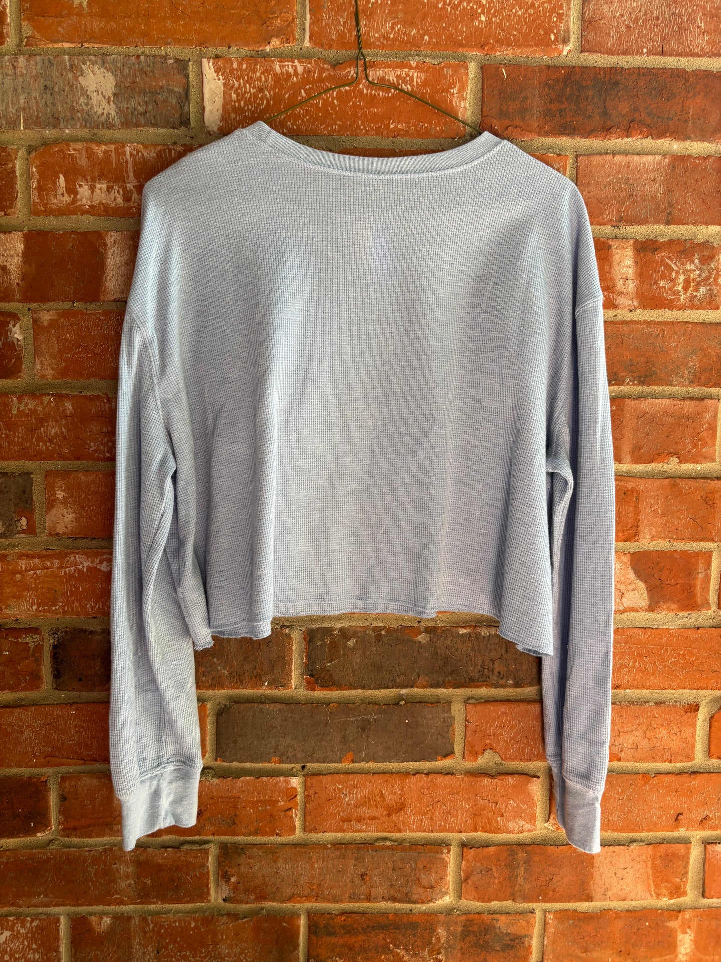 Grayscale Embroidered Banner Longsleeve Tee - (Baby Blue M)