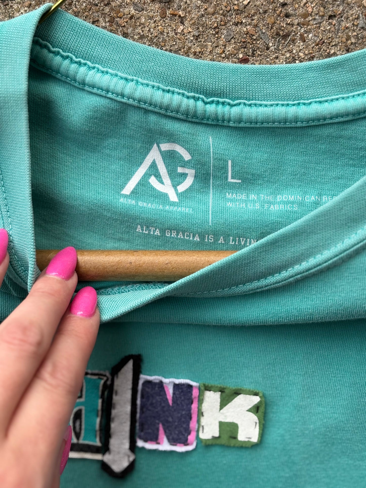 Flaw In My Code Tee - Colorblocked Teal/Pink (L)