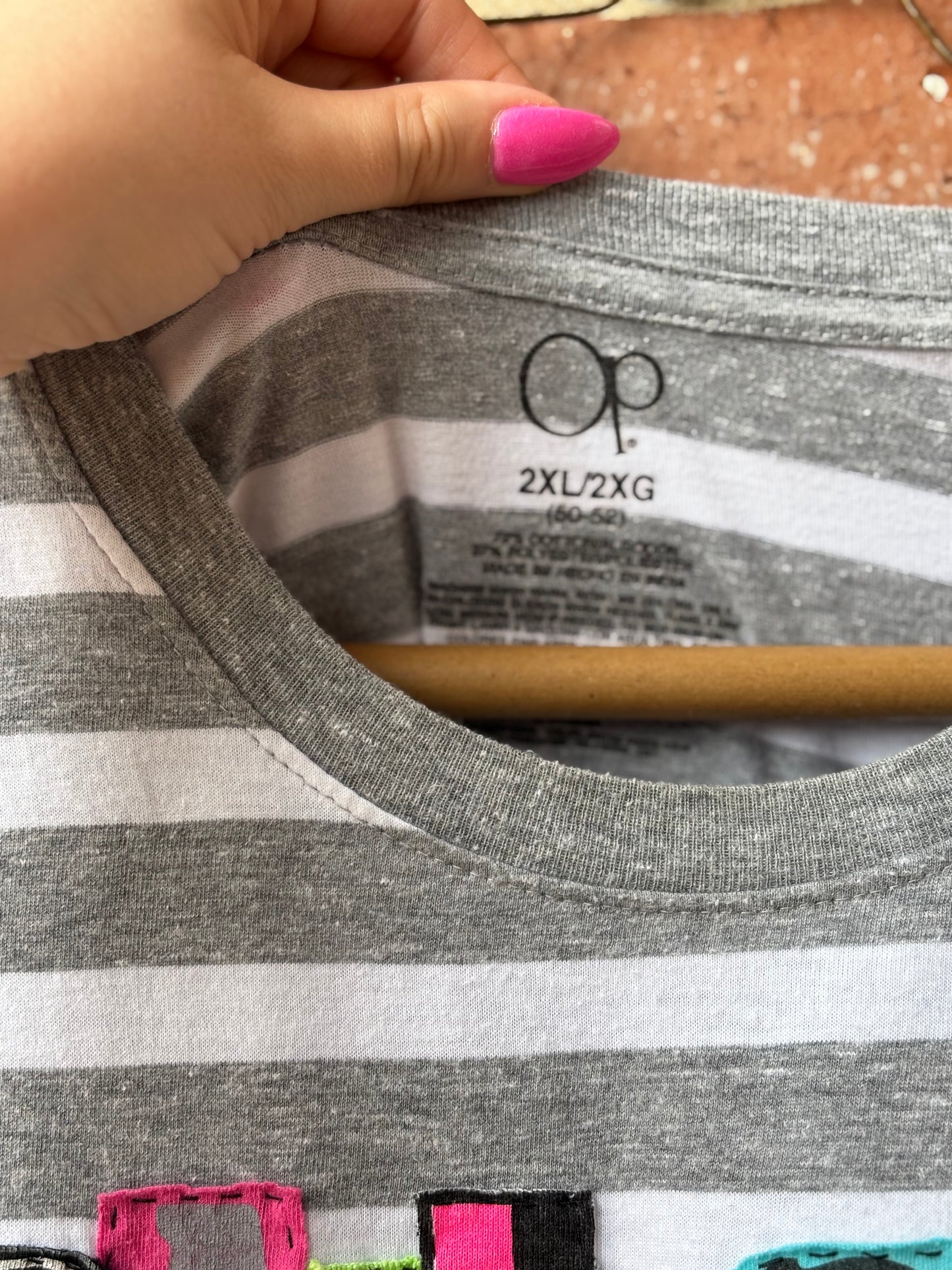Don't Call Me Tee - (Grey/White Striped 2XL)